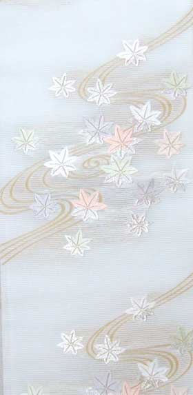 帯 夏用 呂 名古屋帯 白地 紅葉 名古屋帯】夏帯 洗える 淡紅色 紅葉